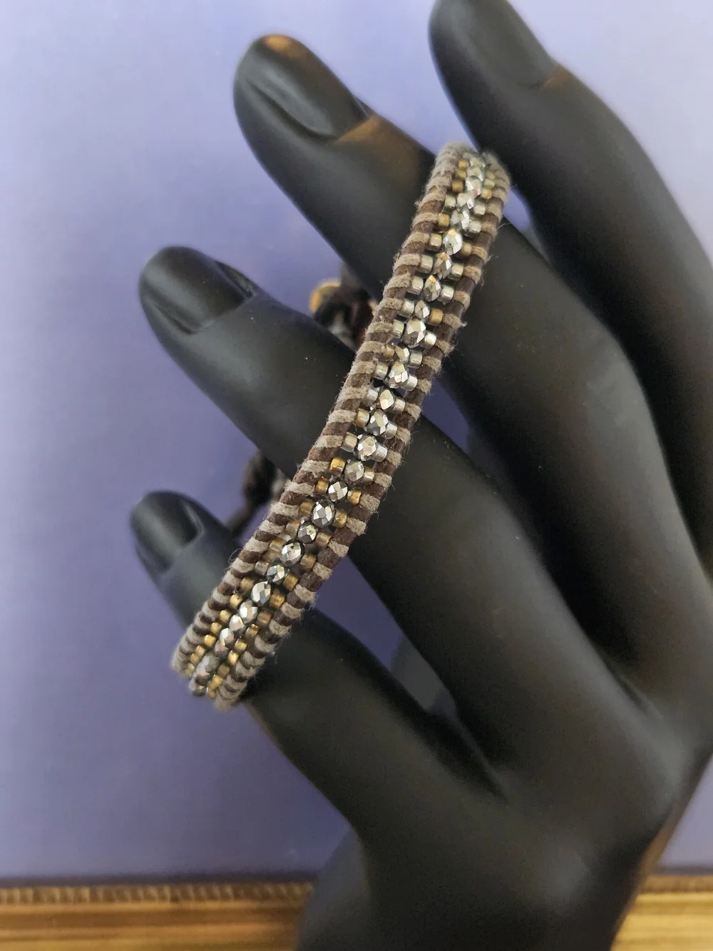 Chan Luu Brown Beaded Women's Bracelet with Silver Faceted And Bronze Beads